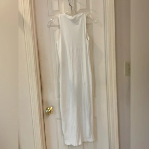 Aware by Vero Moda Ribbed Knit Fitted White Dress, Sleeveless, Round Neck, Sz M - Picture 9 of 13